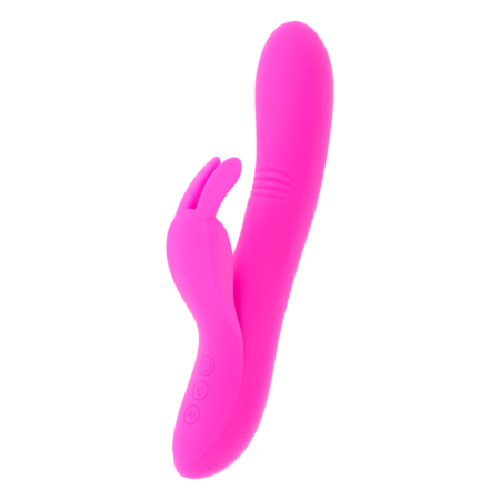Vibratore Moressa Ethan in silicone ricaricabile rosa, da 20 cm, stimolatore punto G, rabbit, coniglio